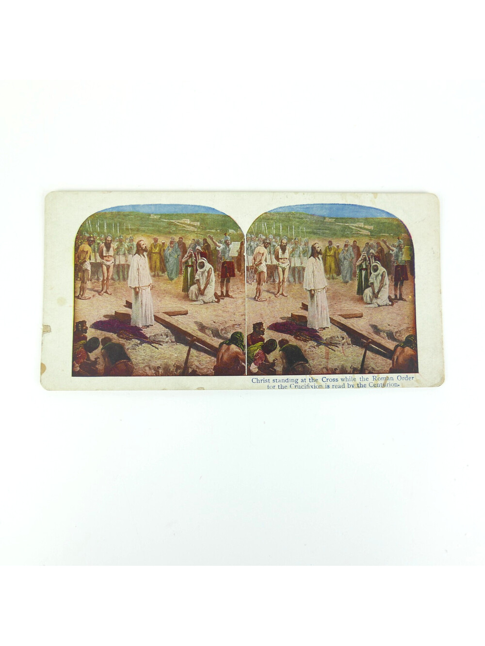 1902 Jan Styka Golgotha Crucifixion Stereoview Card No 18 Christ Standing Cross